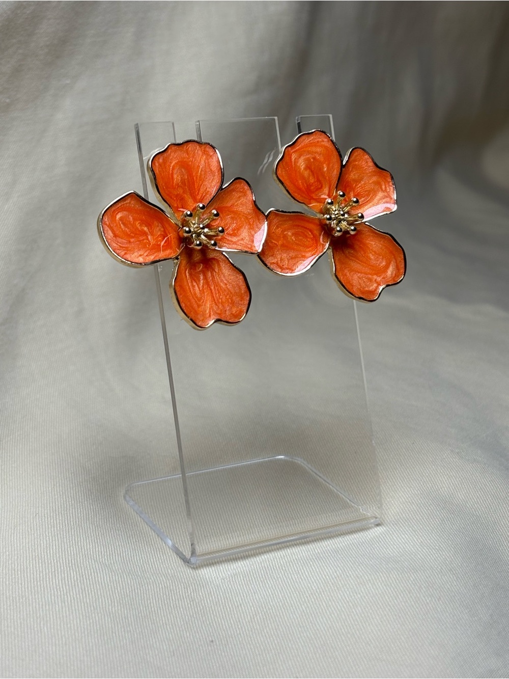 Orange Floral Enamel Decorative Flowers - Home Accent